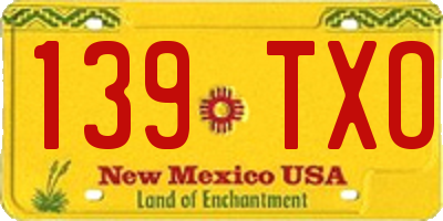 NM license plate 139TXO