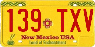 NM license plate 139TXV