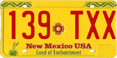 NM license plate 139TXX
