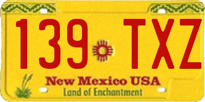 NM license plate 139TXZ
