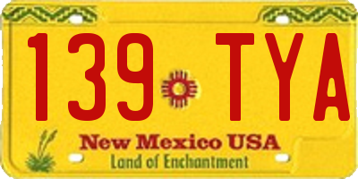 NM license plate 139TYA