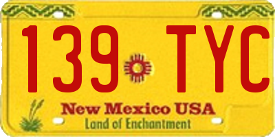 NM license plate 139TYC