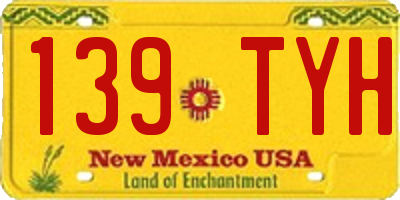 NM license plate 139TYH