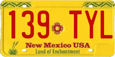 NM license plate 139TYL