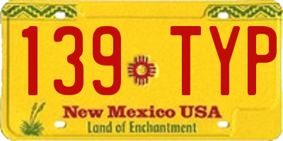 NM license plate 139TYP