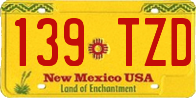 NM license plate 139TZD