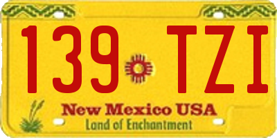 NM license plate 139TZI