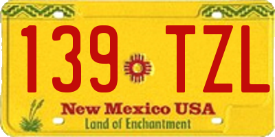 NM license plate 139TZL