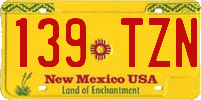 NM license plate 139TZN