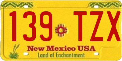 NM license plate 139TZX