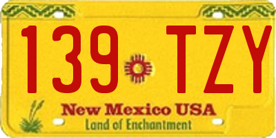 NM license plate 139TZY