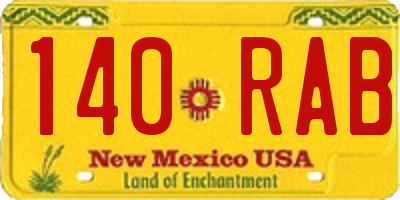 NM license plate 140RAB