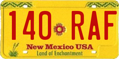 NM license plate 140RAF