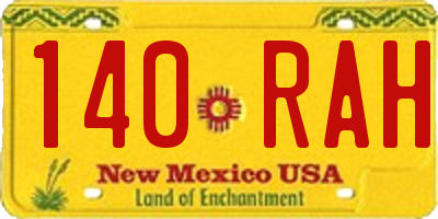 NM license plate 140RAH