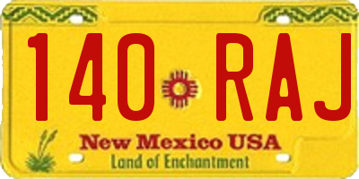 NM license plate 140RAJ