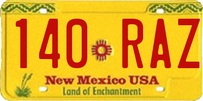 NM license plate 140RAZ