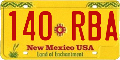 NM license plate 140RBA