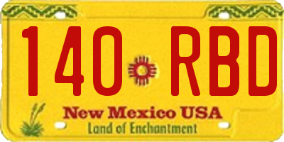 NM license plate 140RBD