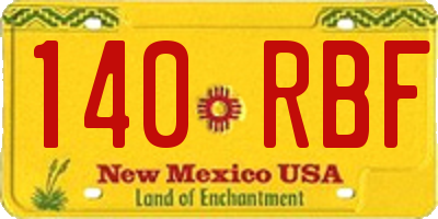 NM license plate 140RBF