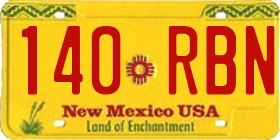 NM license plate 140RBN