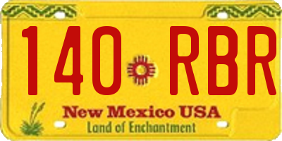 NM license plate 140RBR