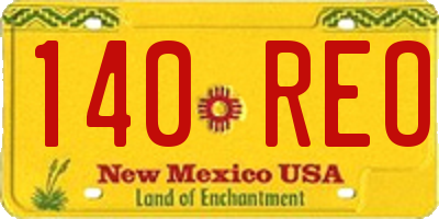 NM license plate 140REO