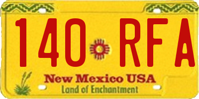 NM license plate 140RFA
