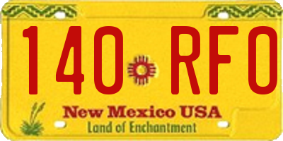 NM license plate 140RFO