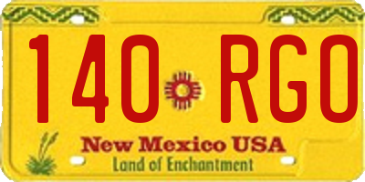 NM license plate 140RGO