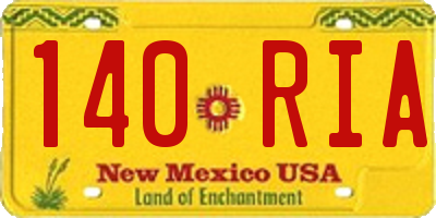NM license plate 140RIA