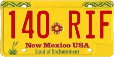 NM license plate 140RIF