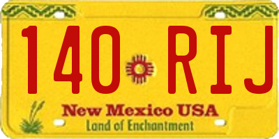 NM license plate 140RIJ