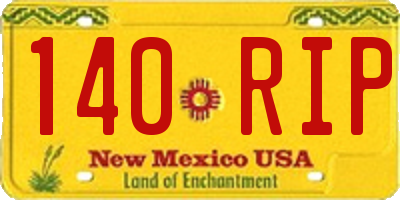 NM license plate 140RIP
