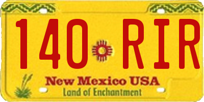 NM license plate 140RIR