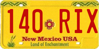 NM license plate 140RIX