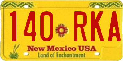 NM license plate 140RKA