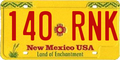 NM license plate 140RNK