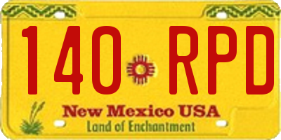 NM license plate 140RPD