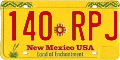 NM license plate 140RPJ