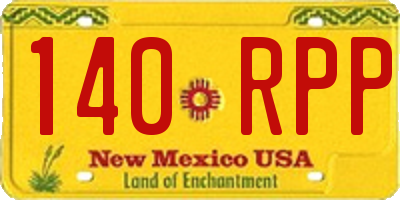 NM license plate 140RPP