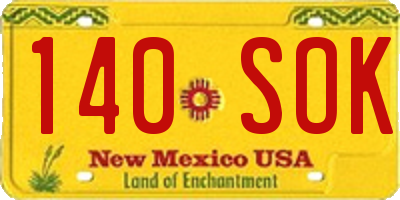 NM license plate 140SOK