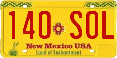 NM license plate 140SOL