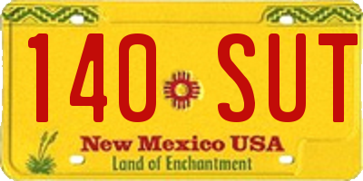 NM license plate 140SUT