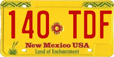 NM license plate 140TDF