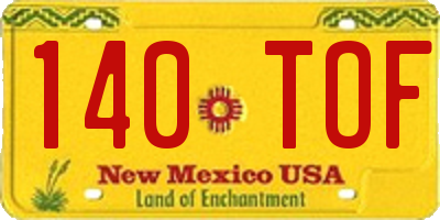 NM license plate 140TOF