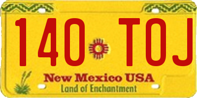 NM license plate 140TOJ