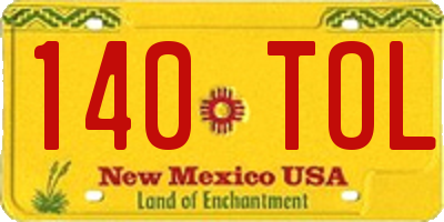 NM license plate 140TOL