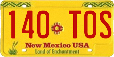 NM license plate 140TOS