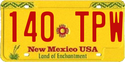 NM license plate 140TPW