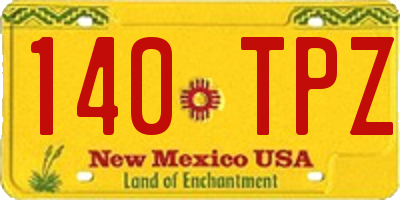 NM license plate 140TPZ